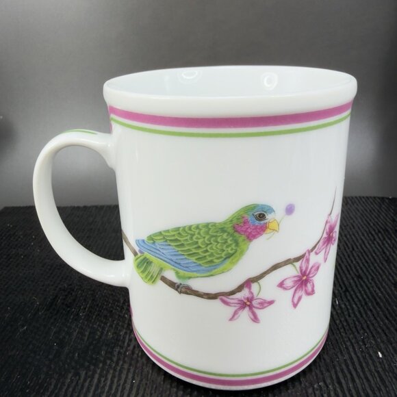 1989 Chase Parrots Of Paradise Lynn Chase Designs Fine Porcelain Coffee Mug Cup - Picture 2 of 11